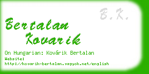 bertalan kovarik business card