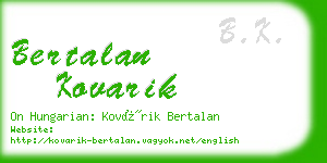 bertalan kovarik business card